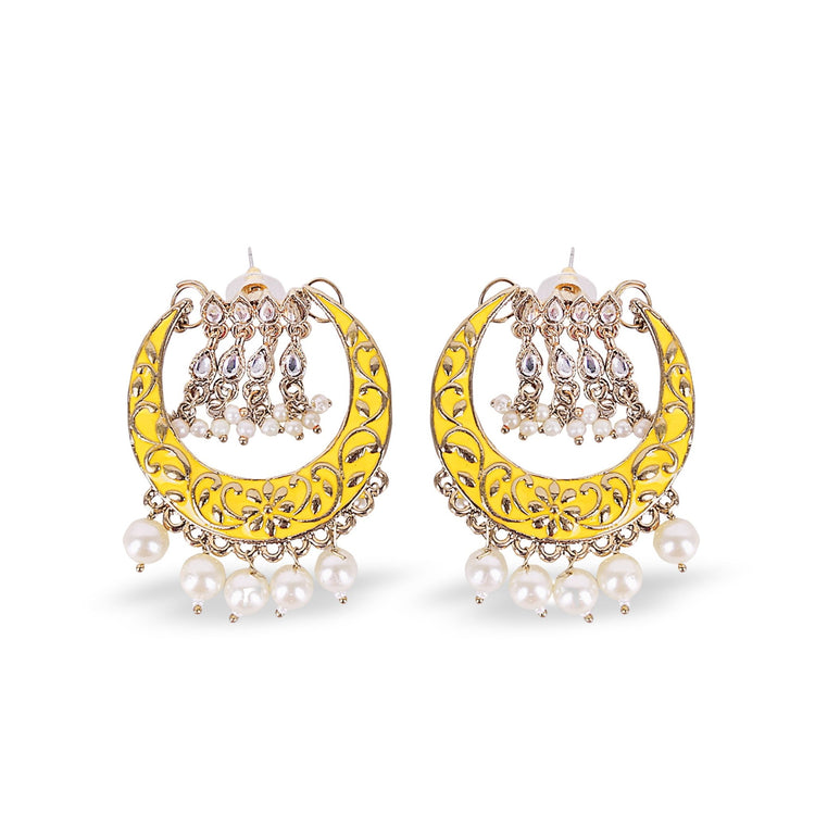Moon Pearl Chandbali Earrings - DIPME
