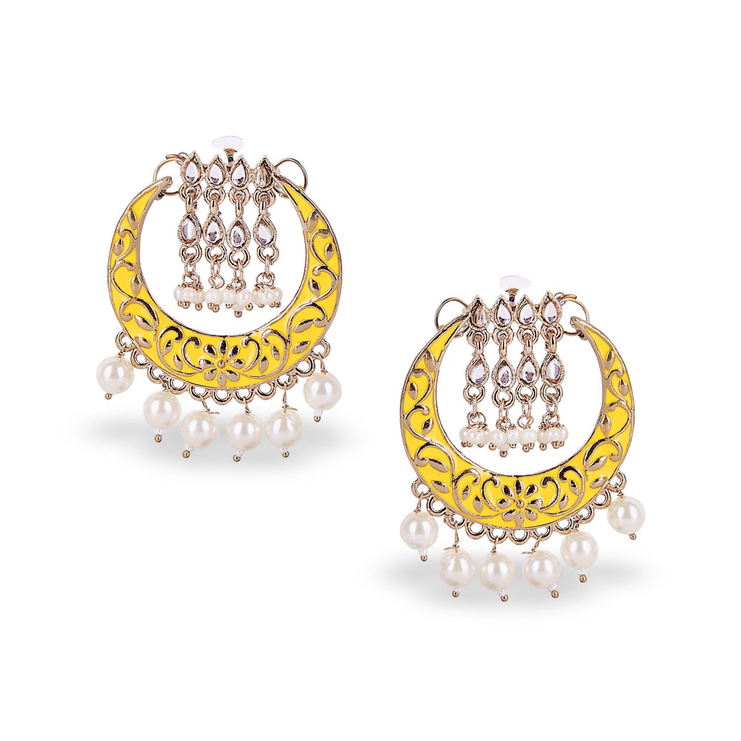 Moon Pearl Chandbali Earrings - DIPME
