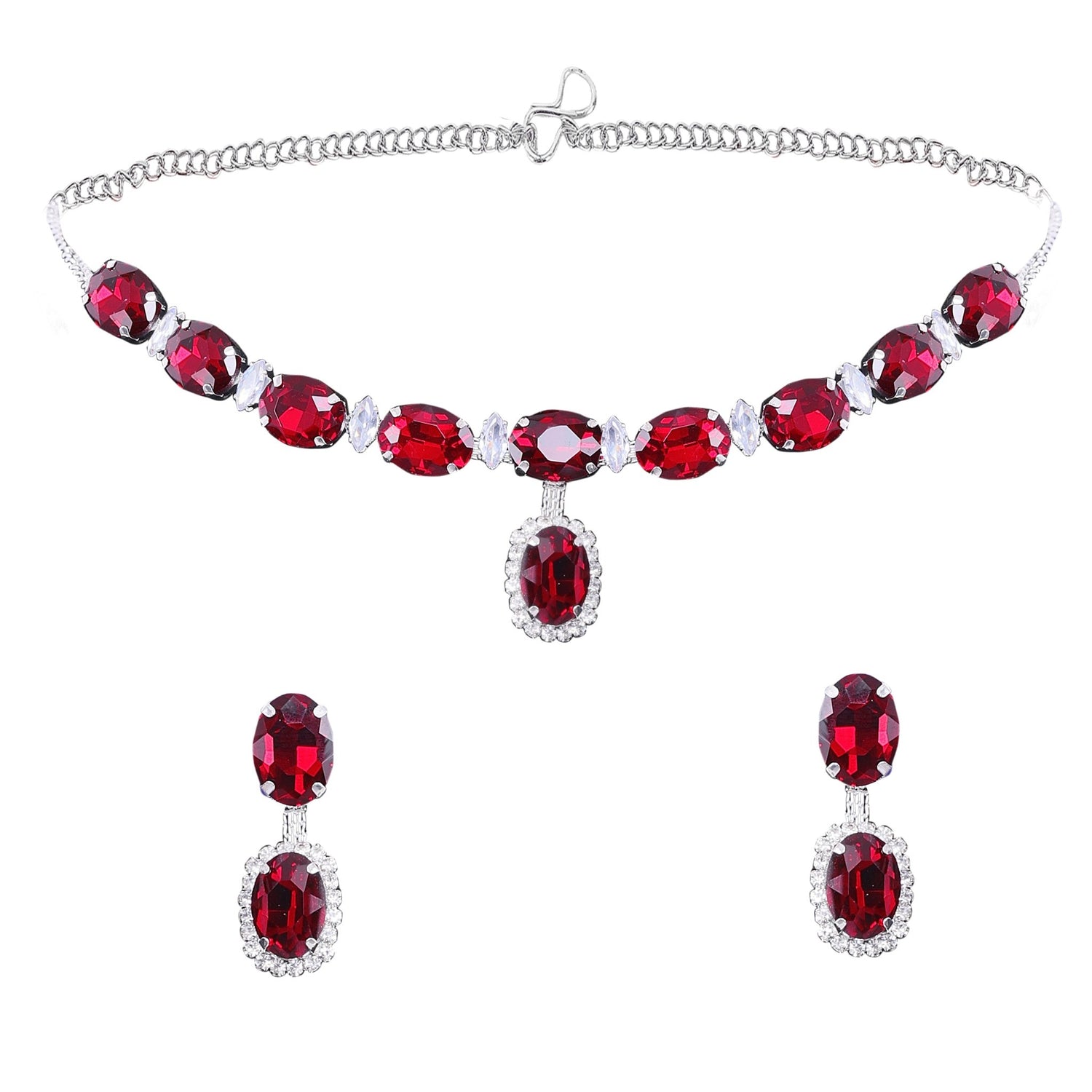 Oval Drop Necklace Set - DIPME