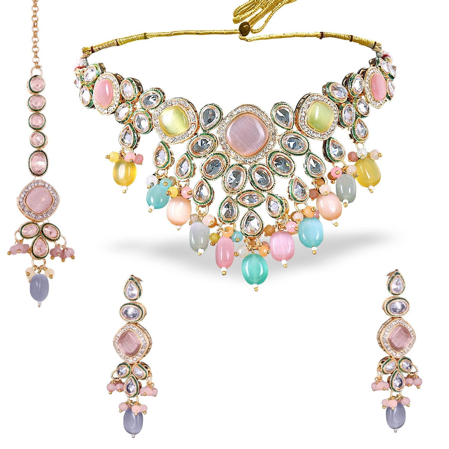 Pastel Multicolor Kundan Set - DIPME