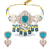 Peacock Teal Lotus Kundan Choker Set - DIPME