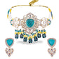 Peacock Teal Lotus Kundan Choker Set - DIPME