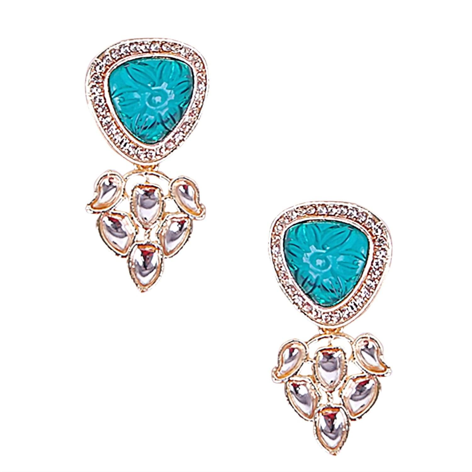 Peacock Teal Lotus Kundan Choker Set - DIPME