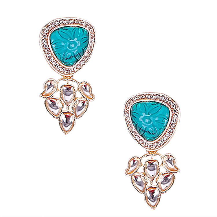 Peacock Teal Lotus Kundan Choker Set - DIPME