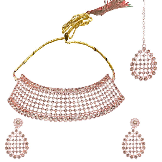 Pearl & Stone Studded Choker Set - DIPME