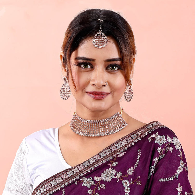 Pearl & Stone Studded Choker Set - DIPME