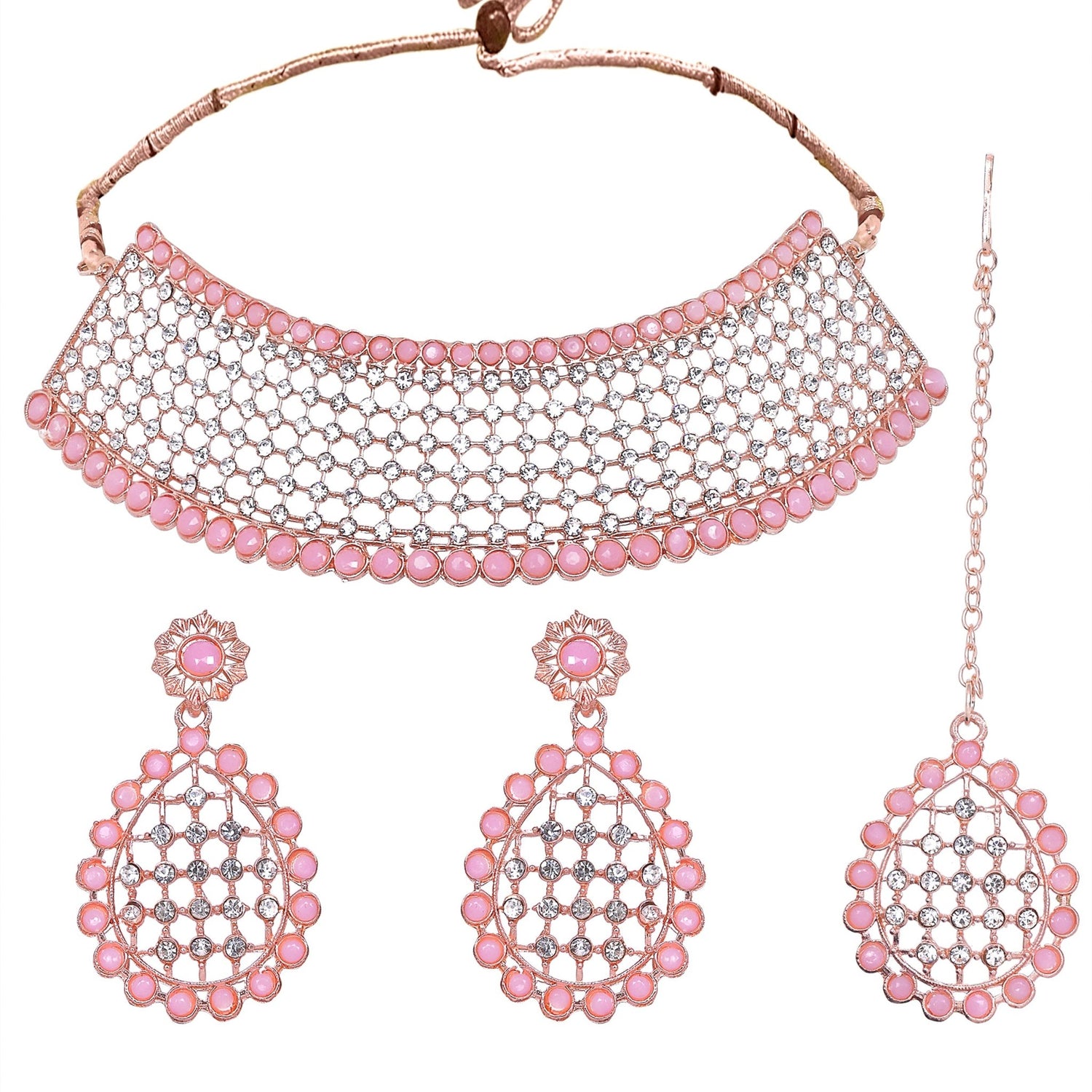 Pearl & Stone Studded Choker Set - DIPME