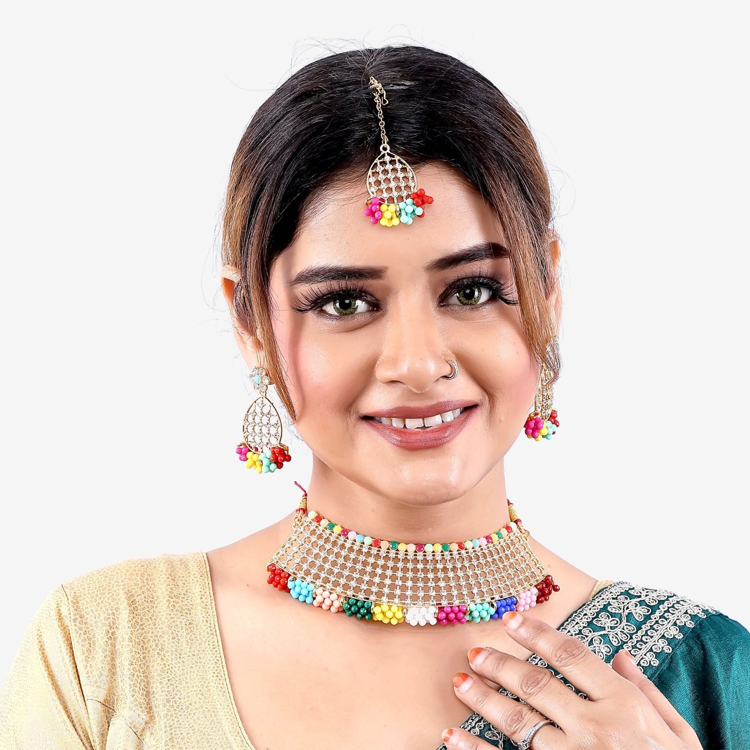 Rainbow Beaded Choker Set - DIPME