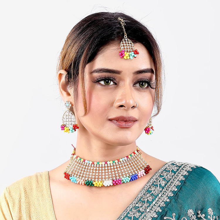 Rainbow Beaded Choker Set - DIPME