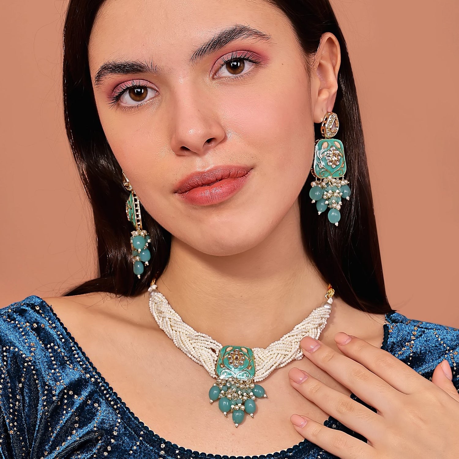 Rani Pink Kundan Bridal Choker Set - DIPME