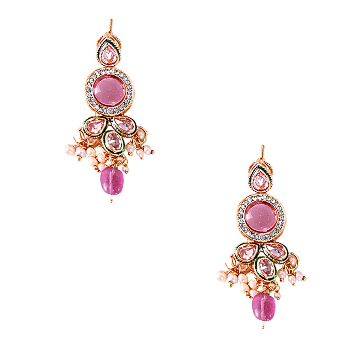 Rose Pink Bridal Kundan Set - DIPME