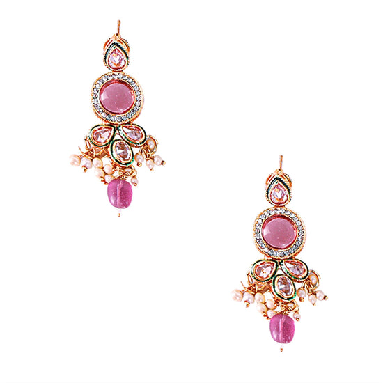 Rose Pink Bridal Kundan Set - DIPME