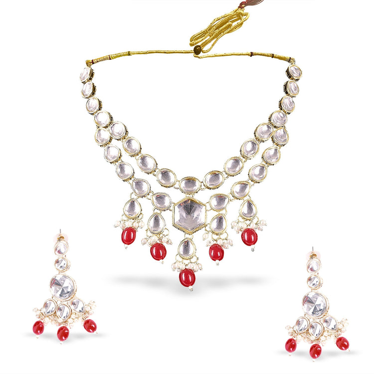 Ruby Red Uncut Kundan Set - DIPME