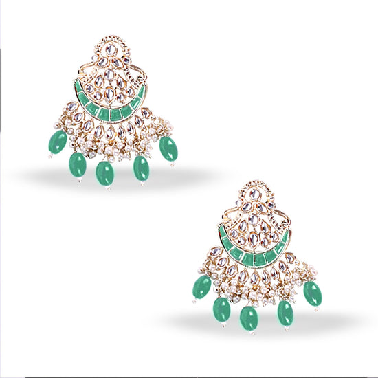 Sage Green Kundan Long Set - DIPME