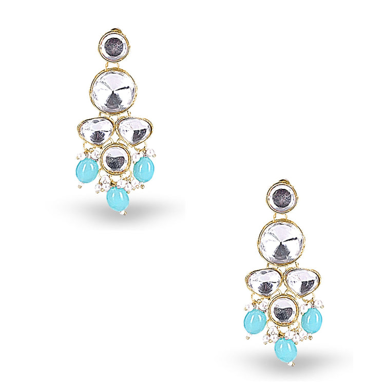 Sky Blue Uncut Kundan Set - DIPME