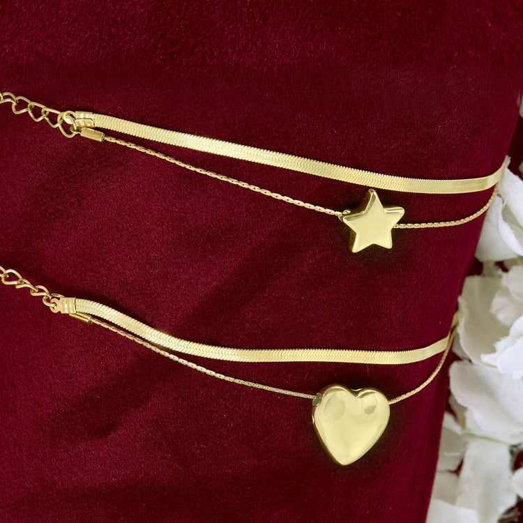 Star Heart Layer Bracelet Combo - DIPME