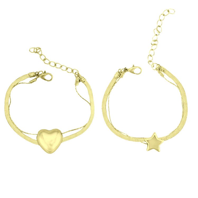 Star Heart Layer Bracelet Combo - DIPME