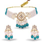 Teal Blue Kundan Pearl Choker Set - DIPME