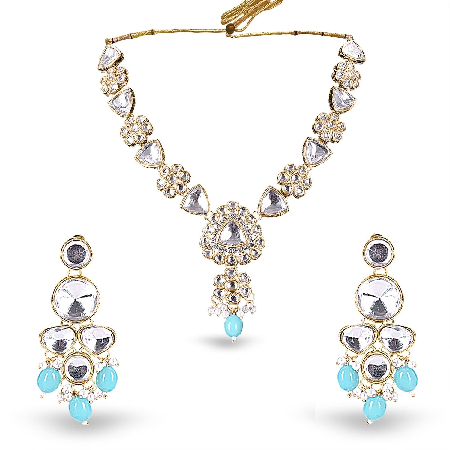 Turquoise Uncut Kundan Set - DIPME