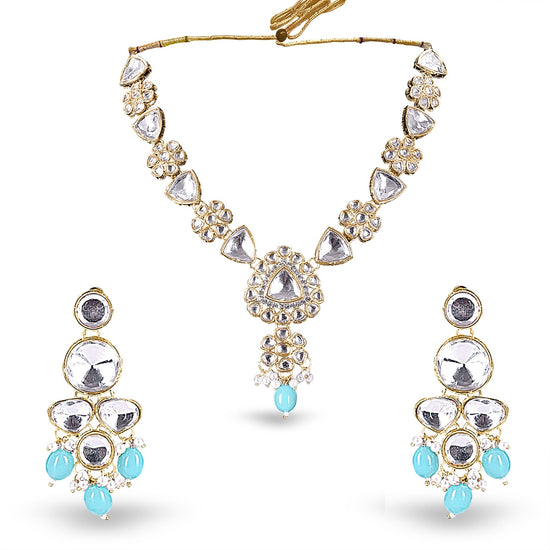 Turquoise Uncut Kundan Set - DIPME