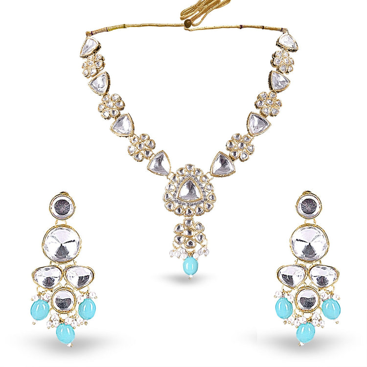Turquoise Uncut Kundan Set - DIPME