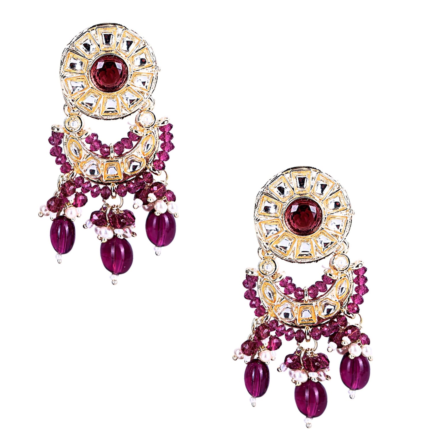 Wine Burgundy Kundan Bridal Set - DIPME
