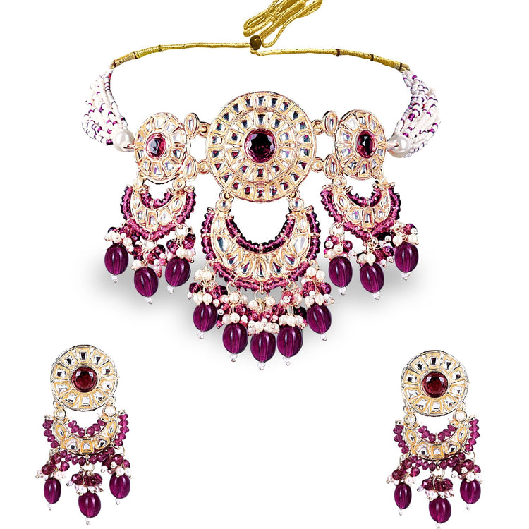 Wine Burgundy Kundan Bridal Set - DIPME
