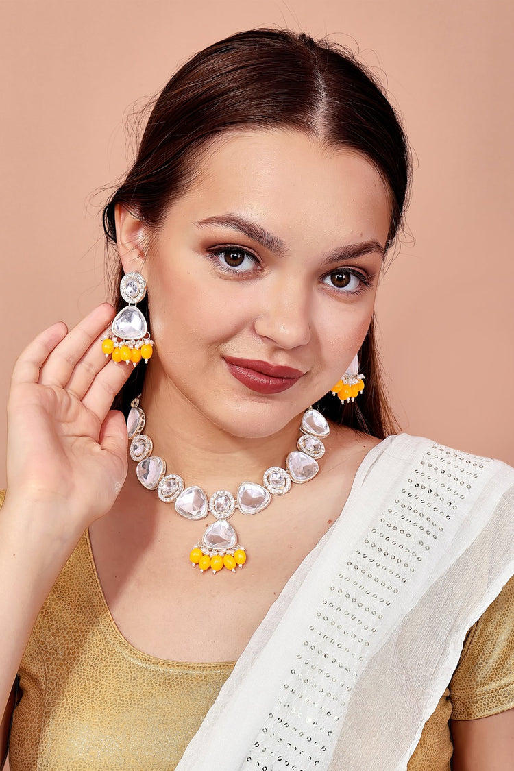 Yellow Uncut Kundan Necklace - DIPME